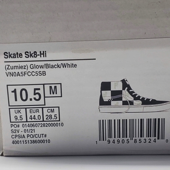 Vans Skate Sk8-Hi Glow-In-The-Dark Skate Shoes☆Men's Size 10.5 - Picture 10 of 11